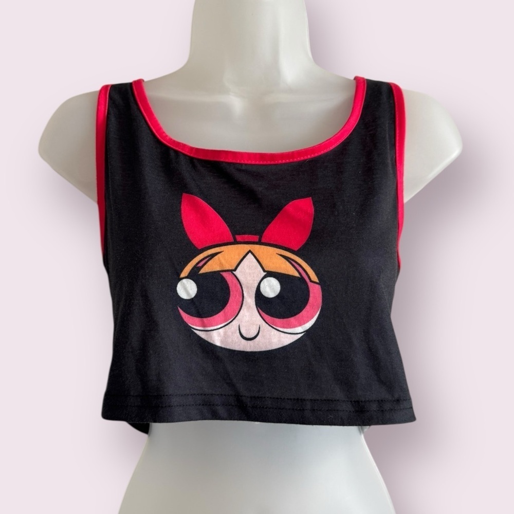 ROMWE Powerpuff Girls Buttercup Crop Top Black Pink Size L